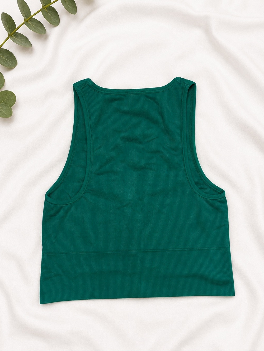 Athleta Ribbed Seamless V-Neck Crop Tank Green Size S - Picture 3 of 3